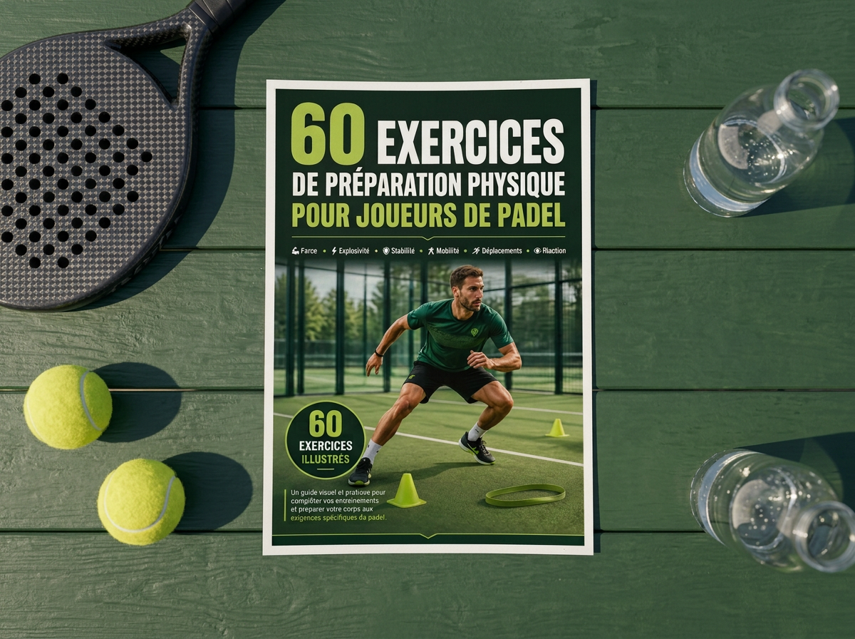 Guide de préparation physique pour le padel imprimé sur une table